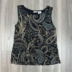 White Stag Blue Metallic Paisley‎ Sleeveless Tank Top Size L